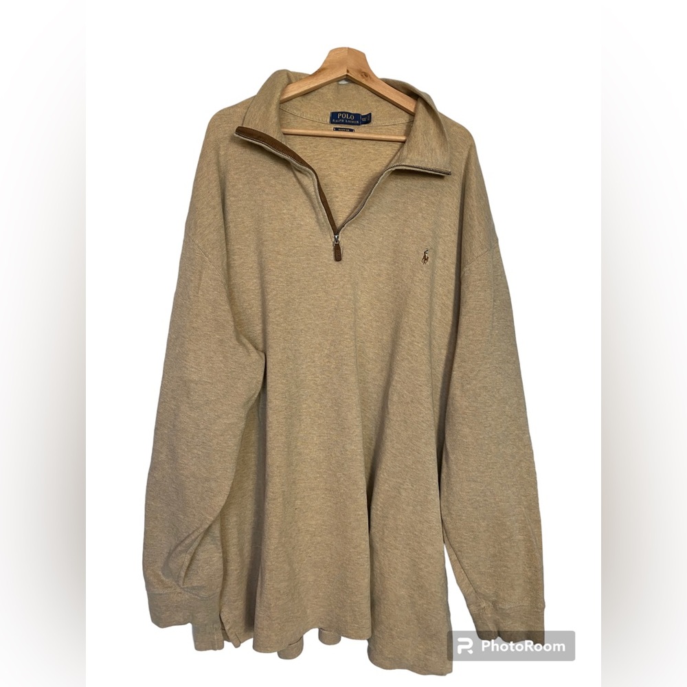 Polo Ralph Lauren ribbed knit in honey color soft cotton size 4XLT 1/4 zip